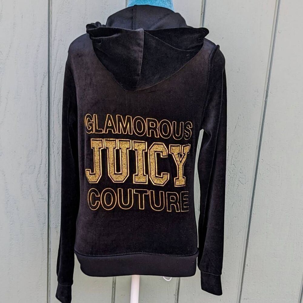 Juicy Couture Y2K Glamorous Juicy Couture Black Velour Tracksuit Jacket. Small